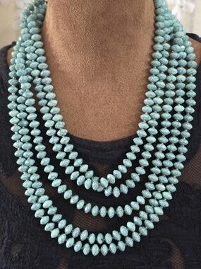 🦋 Vintage You And I Turquoise Multi-Strand Beaded Layer Statement Necklace